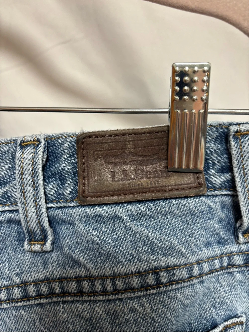L.L. Bean Light Blue plaid flannel lined Straight Jeans